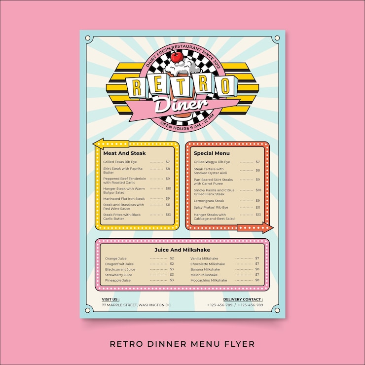 Vektor šablona letáku retro jídelního menu
