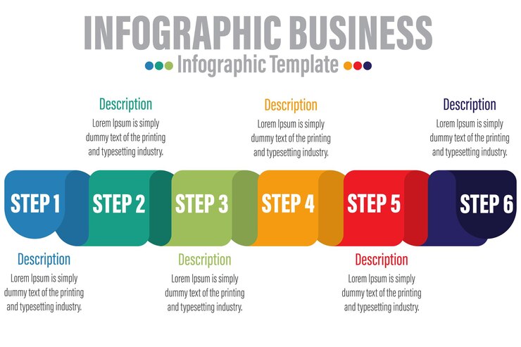 Šablona možností infografiky s kroky se 6 kroky Šest 6 možností 6 štítků Lze použít pro rozvržení pracovního postupu diagram obchodní kroky možnosti banner web design