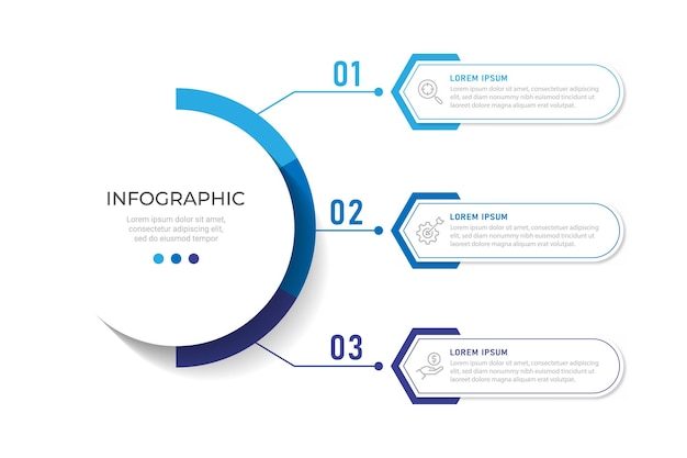 Šablona návrhu obchodní infografiky s 3 možnostmi kroků nebo procesů