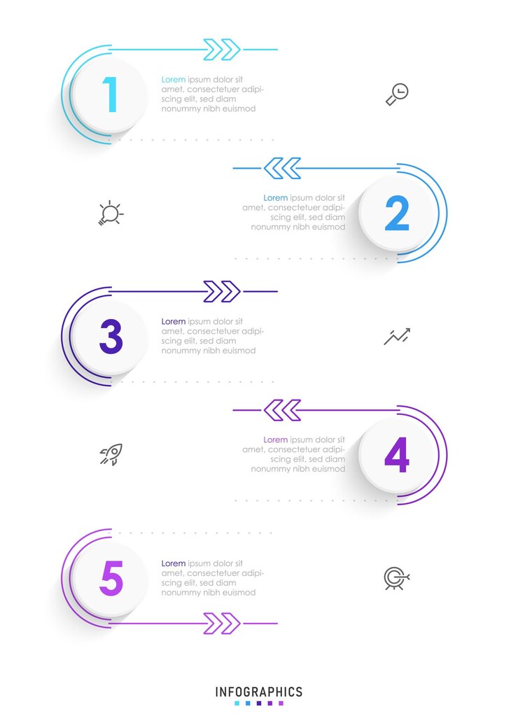 Šablona návrhu vektorové infografiky s ikonami a 5 možnostmi nebo kroky. Lze použít pro proces