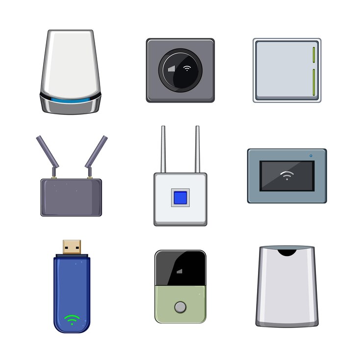 Vektor sada 5g modemů, kreslená vektorová ilustrace