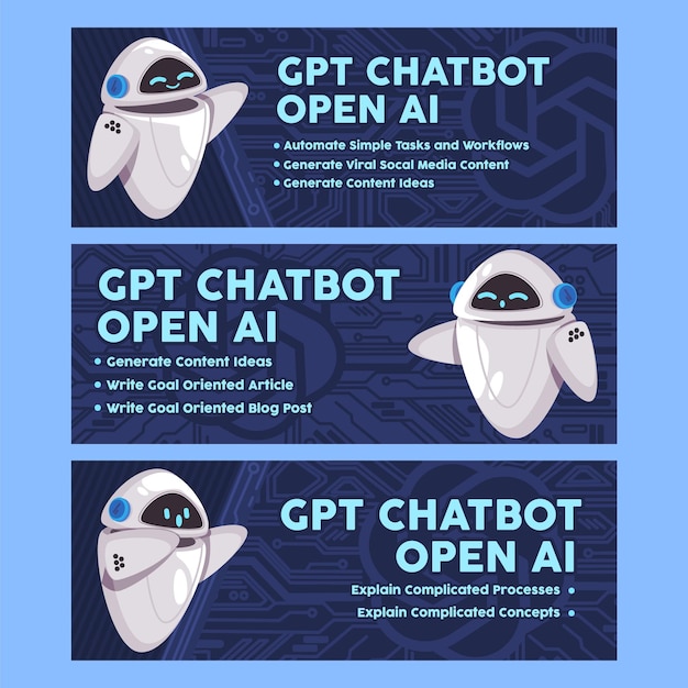 Sada bannerů osobního asistenta Chatbot
