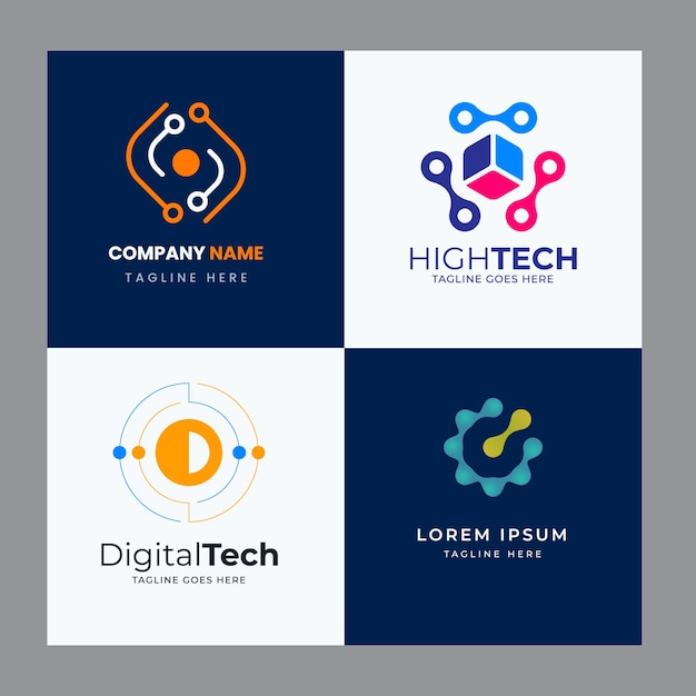 Sada log společností. Mega kolekce log. Abstraktní geometrické obchodní logo s gradientním stylem