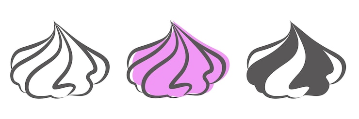 Vektor sada pusinek. ilustrace obrysu marshmallow pro kavárnu, cukrárnu a obchod se sladkostmi.