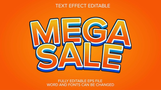 Sale text 3d style editable text effect vector