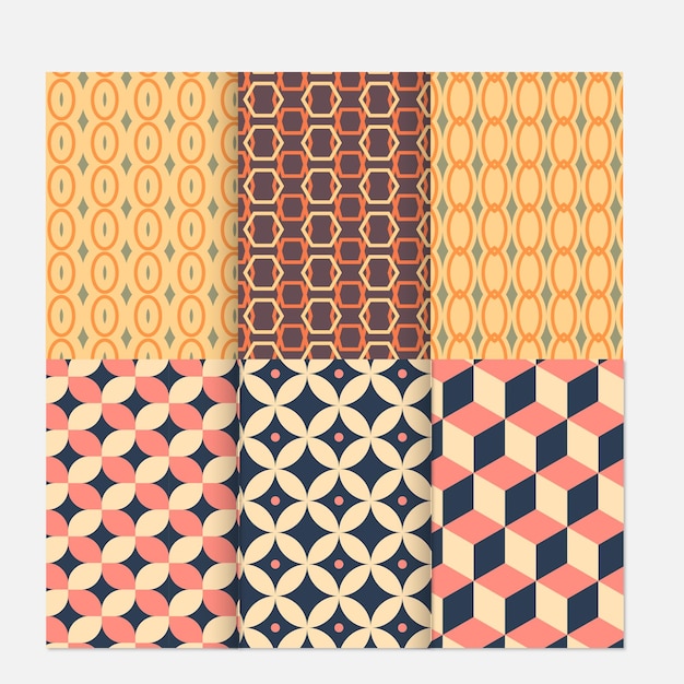 Sbírka zářivých, barevných, bezešvých geometrických mozaikových vzorů, nekonečných textur dlaždic Dekorativní