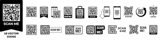 scan me icon scan me icon set qr code symbol