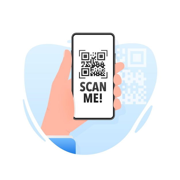 Scan me icon with QR code Inscription scan me QR code label