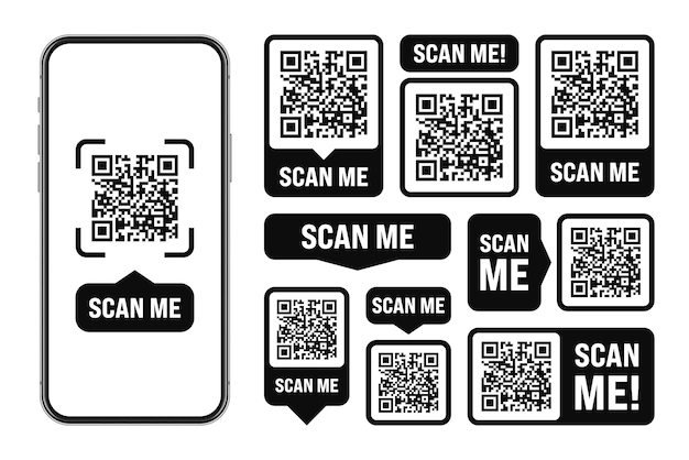 Scan me qr code sticker online payment special offer sale stickers shopping discount label or