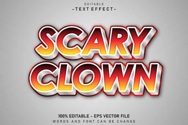 Scary clown editable text effect 3 d emboss style Design