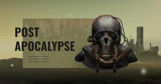 scary post apocalyptic character with gas mask