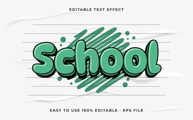 school 3d editable vector text effect simple style text effect