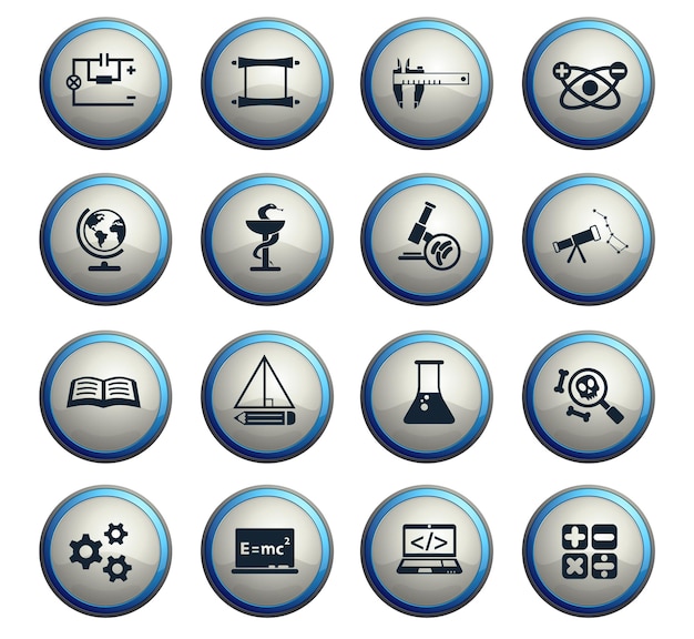 Science web icons for user interface design