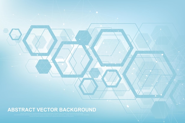 scientific molecule background for medicine, science, technology, chemistry. wallpaper or banner with a dna molecules, dna digital, sequence, code structure. vector geometric dynamic illustration.