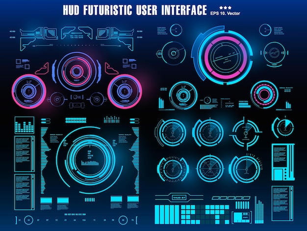 Scifi futuristic hud dashboard display virtual reality technology screen target