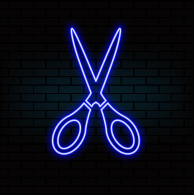scissors neon icon Simple thin line outline vector of web minimalistic icons for UI and UX website or mobile application4