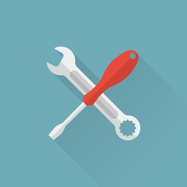 Screwdriver and wrench icon flat icons with long shadow can be used logo for service the icon for th...