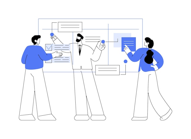 Scrum meeting isolated cartoon vector illustrations it company workers at scrum meeting in office