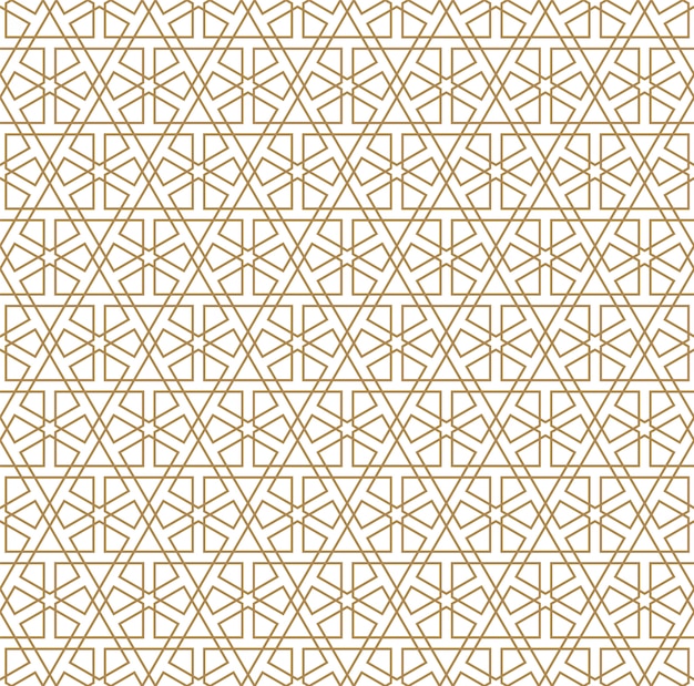 Seamless arabic geometric ornament in brown color.Average thickness lines.