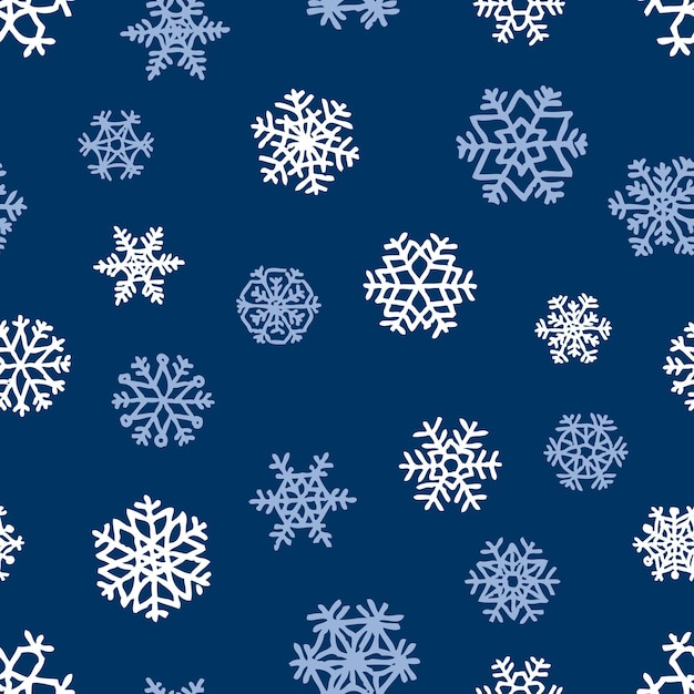 Seamless background of different stylized snowflakes