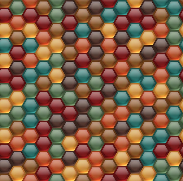 Seamless background of hexagonal honeycombs. Vector pattern