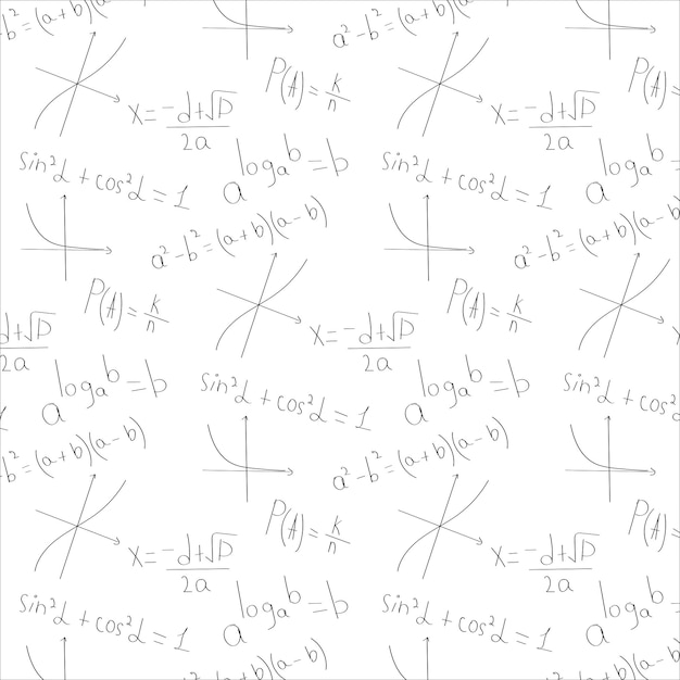 seamless background with mathematical formulas on a white background vector illustration