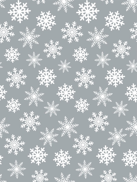 Seamless Christmas White Snowflakes Pattern On Gray Background