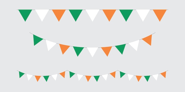 Seamless flag of Ireland triangle party bunting border Flat vector illustration