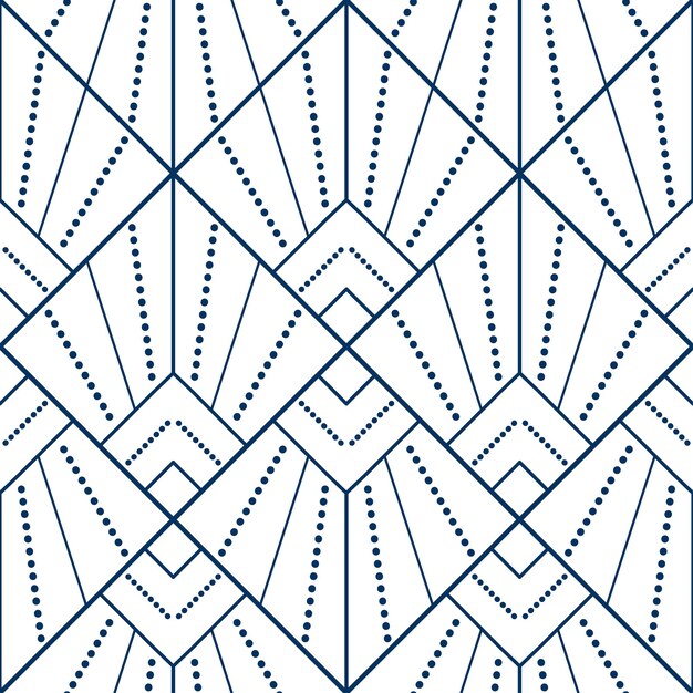 Seamless geometric blue pattern from lines and dots Square diagonal mosaic tile on white background