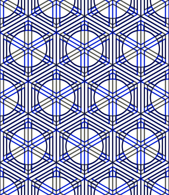 Seamless optical ornamental pattern with three-dimensional geometric figures. Intertwine colored EPS10 composition.