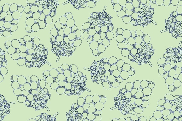 seamless pattern grape vector drawing