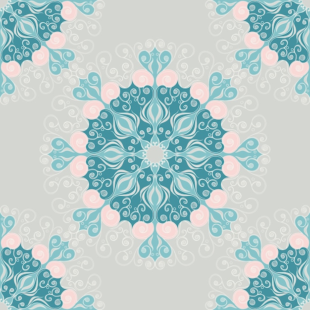 Seamless pattern with abstract elements, damask tiles