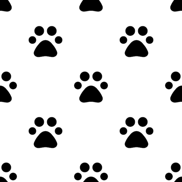 Seamless pattern with animal footprints. Dog paw symbol. Pet foot imprint.