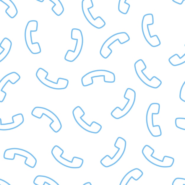 Seamless pattern with blue outline phone