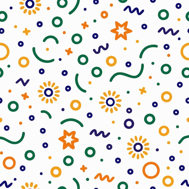 seamless pattern with colorful abstract geometric shapes on a white background