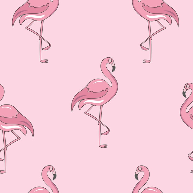 seamless pattern with flamingo on pink background vector illustration