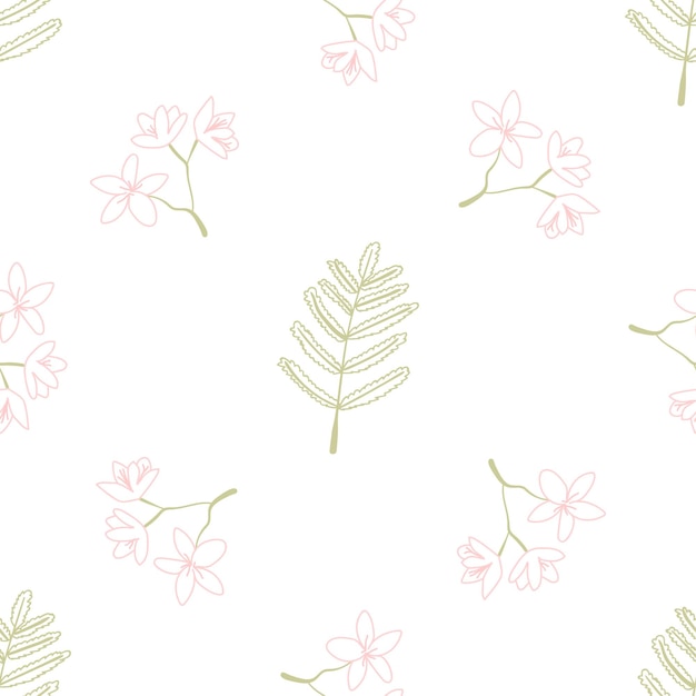 Seamless pattern with floral and herbal elements Decorative texture for wallpaper textile stationery scrapbook web wrapping paper