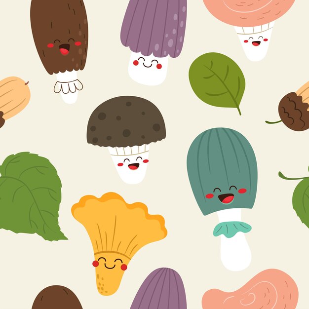 seamless pattern with funny mushrooms vector pattern