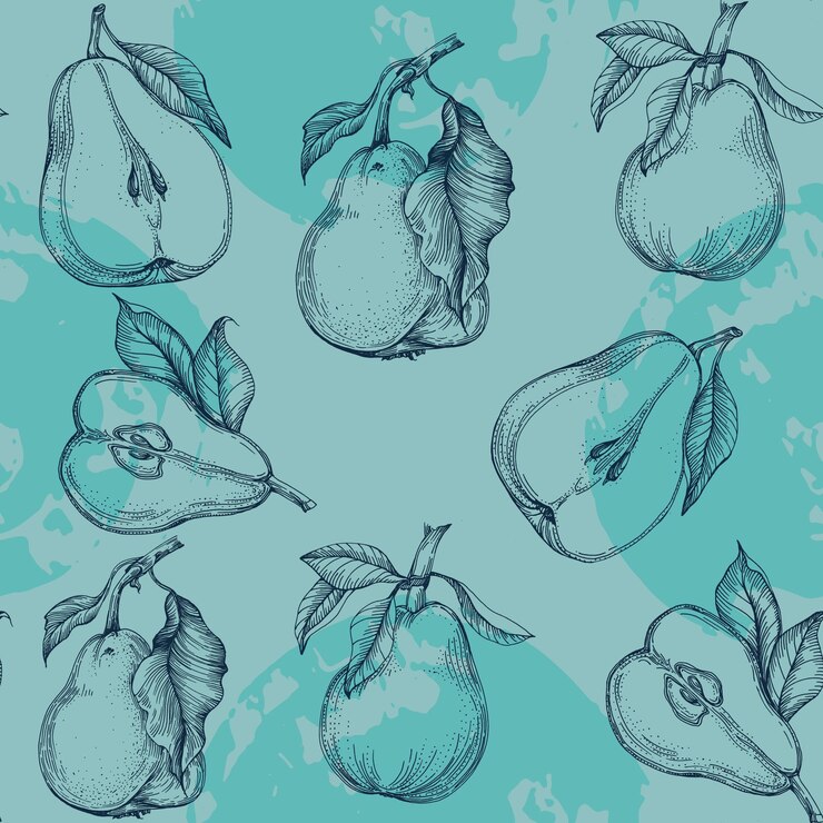 Vektor seamless pattern with pears trendy hand drawn textures modern abstract design for paper cover fabric interior decor and other users