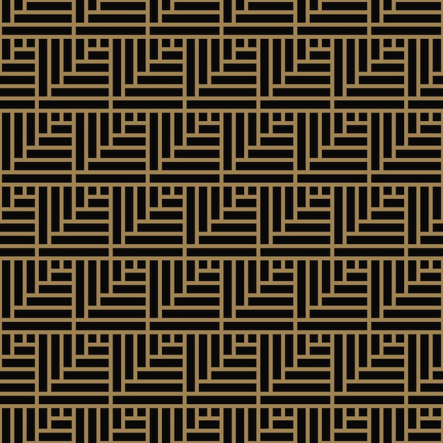seamless pattern with squares black gold diagonal braided striped lines vector ornamental background futuristic vibrant design