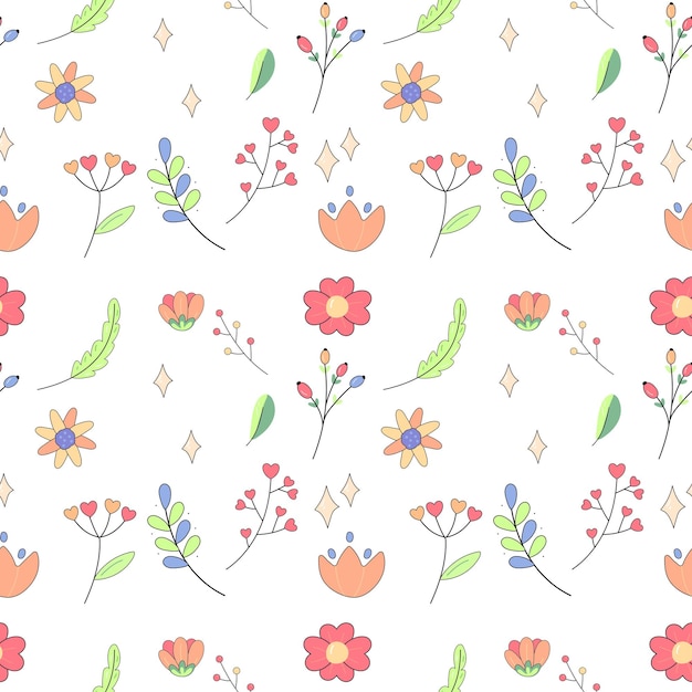 Seamless patterncute simple flowerscartoonchildrenon white background