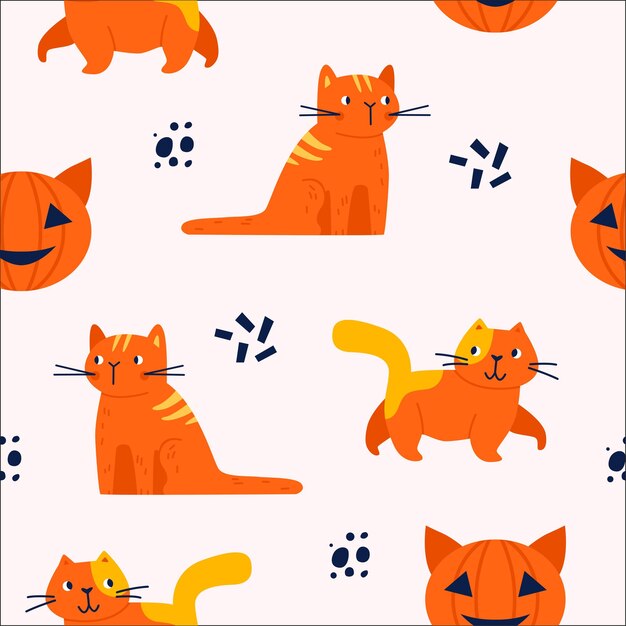 Seamless Patterns Featuring Cute Cats as Artistic Clipart
