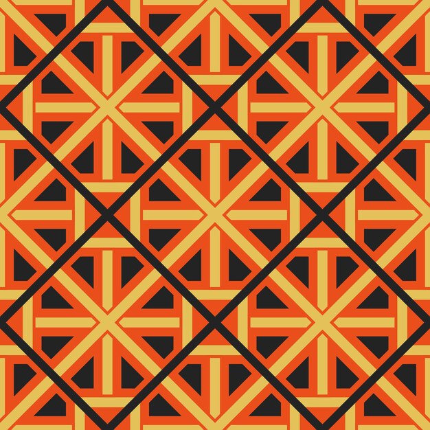 Seamless texture with red arabic ornament Vector oriental geometric mosaic pattern