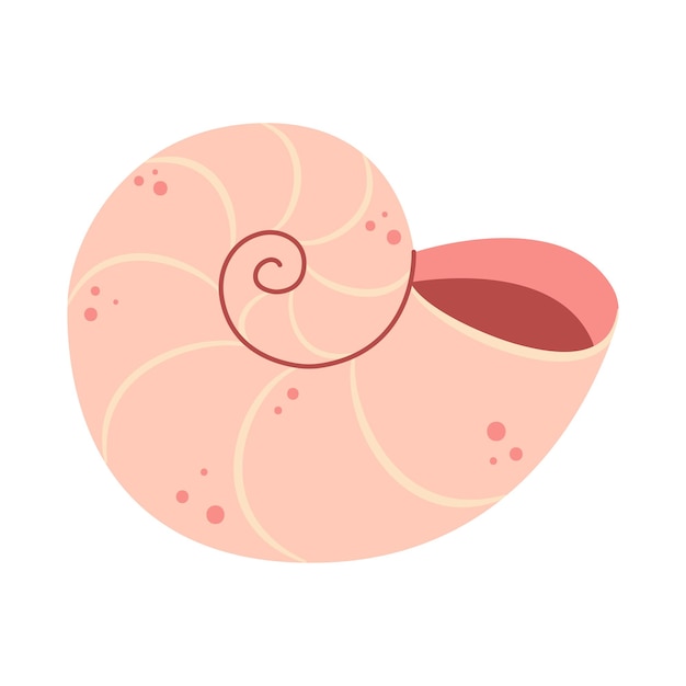seashell hand drawn cartoon style flat illustration seashell isolated on white background