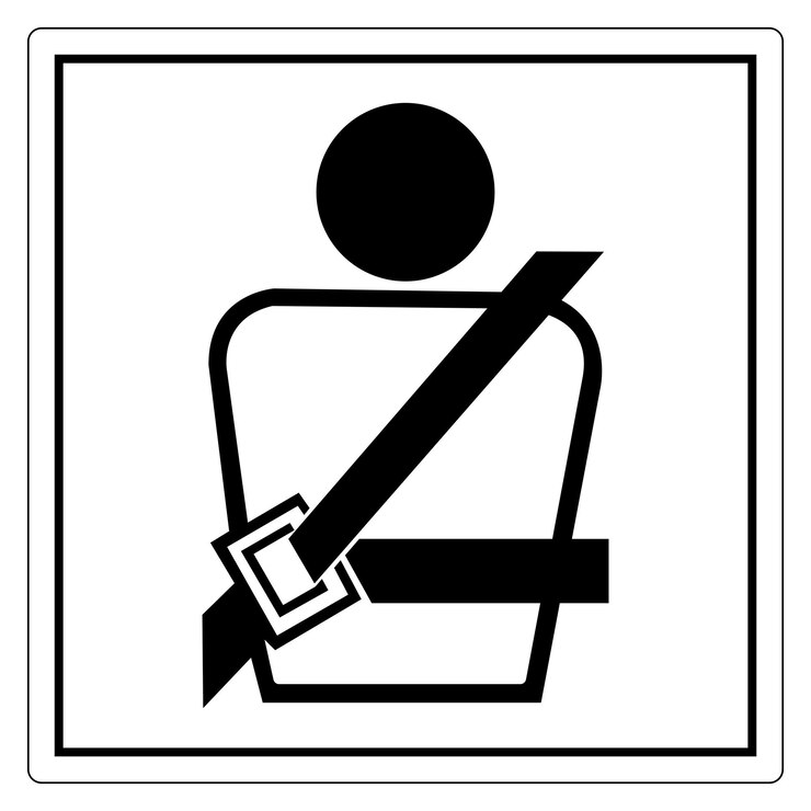 Seatbelt Safety Sign Icon for Road Awareness