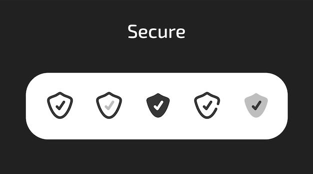 Secure icons in 5 different styles as vector