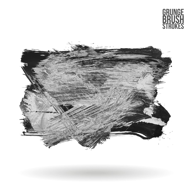 Šedý tah štětcem a textura Grunge vektorový abstraktní ručně malovaný prvek