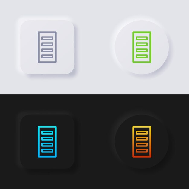 server icon set multicolor neumorphism button soft ui design for web design application ui and more icon set button vector
