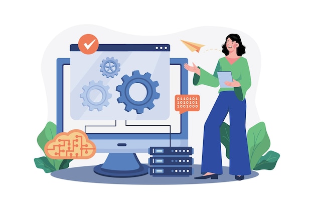 server maintenance illustration concept on white background