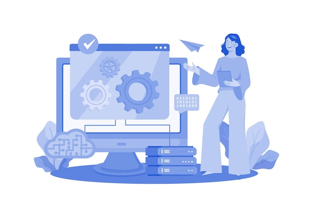 server maintenance illustration concept on white background